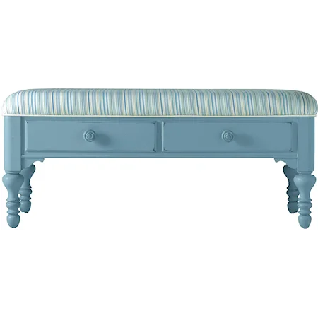 Bed End Bench Upholstered in Seaside Sea Glass Fabric